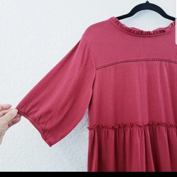 Knox Rose Red Short Sleeve Babydoll Dress M - Picture 7 of 11